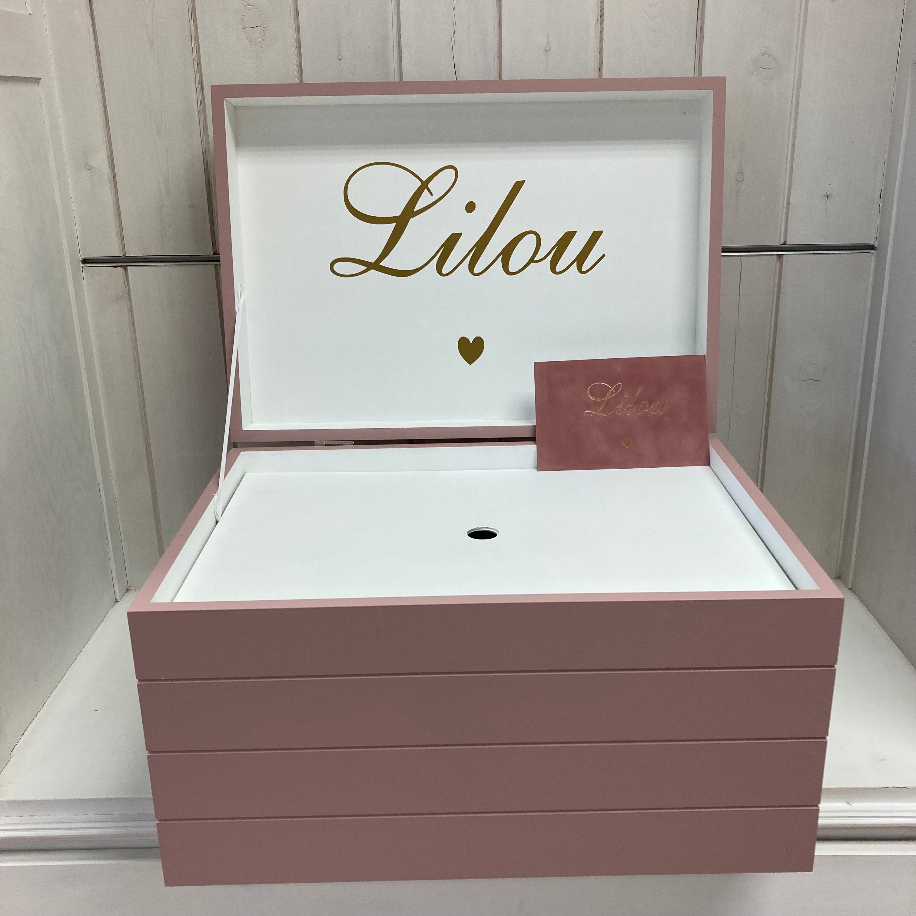 Doopsuiker- Speelkoffer met lijnen oud roze