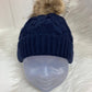 Casual babymuts marine blauw enkele pompom
