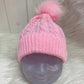 Casual babymuts lichtroze enkele pompom lichtroze