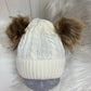 Casual babymuts cream dubbele pompom beige