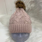 Casual muts beige enkele pompom