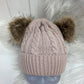 Casual muts beige dubbele pompom beige