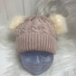 Casual muts beige dubbele pompom cream