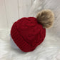 Casual babymuts bordeaux enkele pompom
