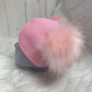 Casual beanie lichtroze dubbele pompom lichtroze