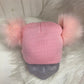 Casual beanie lichtroze dubbele pompom lichtroze