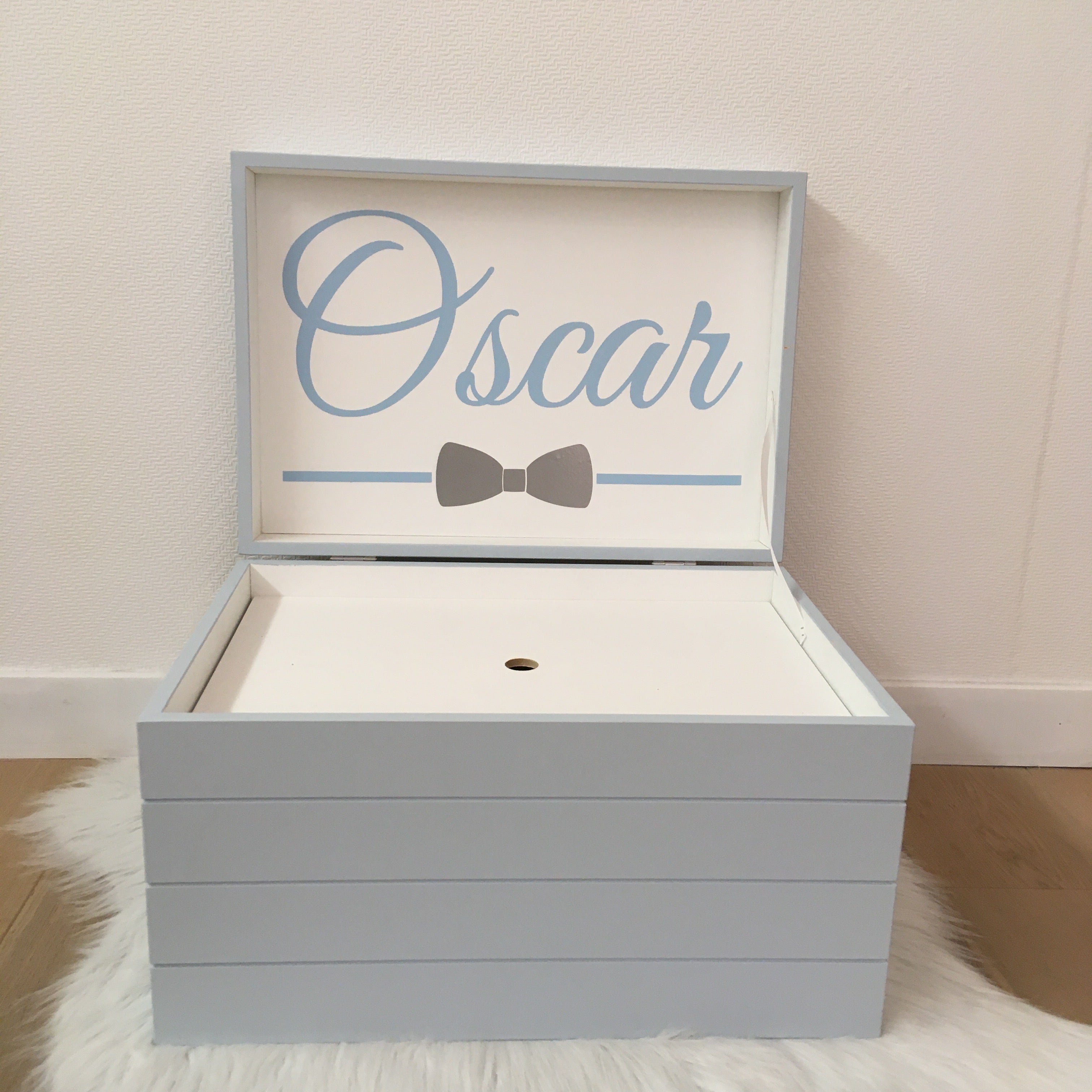 Doopsuiker- Speelkoffer met lijnen licht blauw