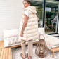Sleeveless puffer jacket with hood beige