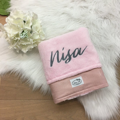 Soft Suéde Winterdekentje met naam | Gepersonaliseerde | Vintage Rose