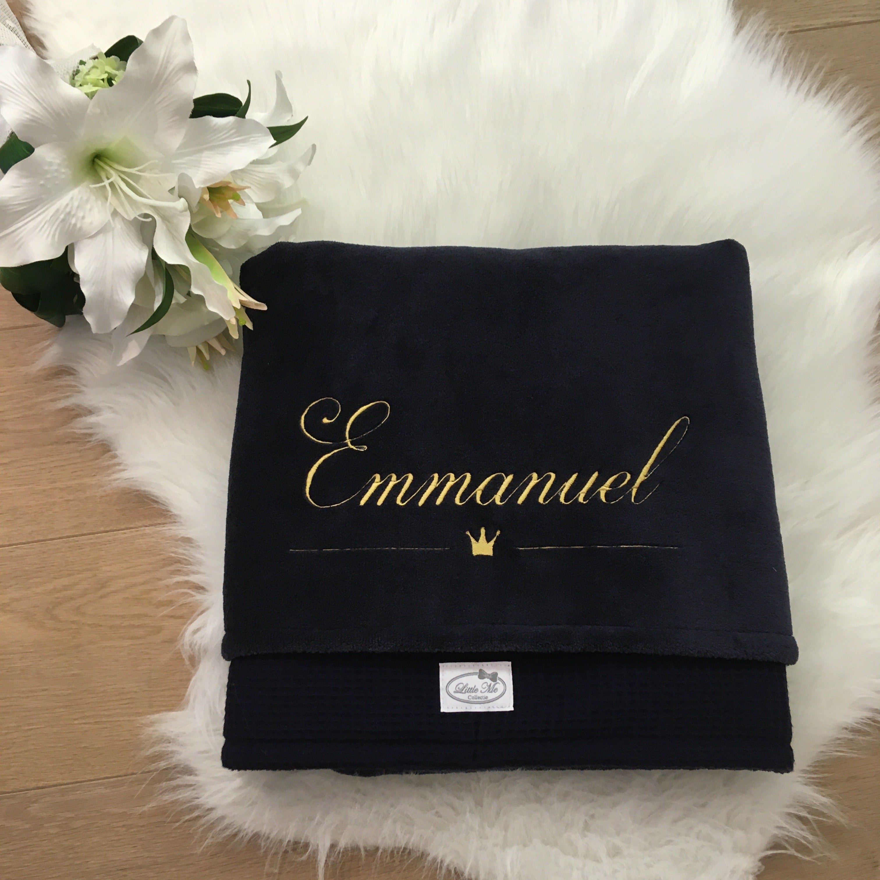 Winterdeken waffel Navy