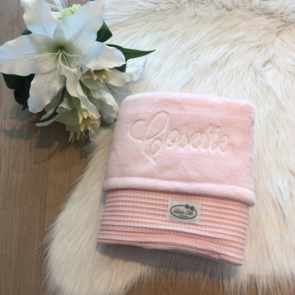Warm Wafel Winterdekentje met naam | Gepersonaliseerde | Baby Pink