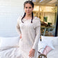 Cable knit sweater dress Beige