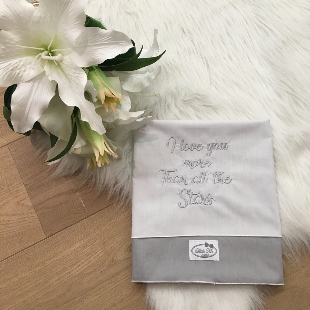 Laken Basic grijs I love you more than all the stars (70x100cm)