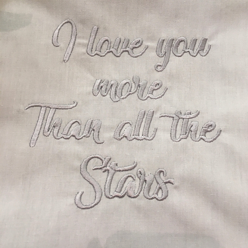Laken Basic grijs I love you more than all the stars (70x100cm)
