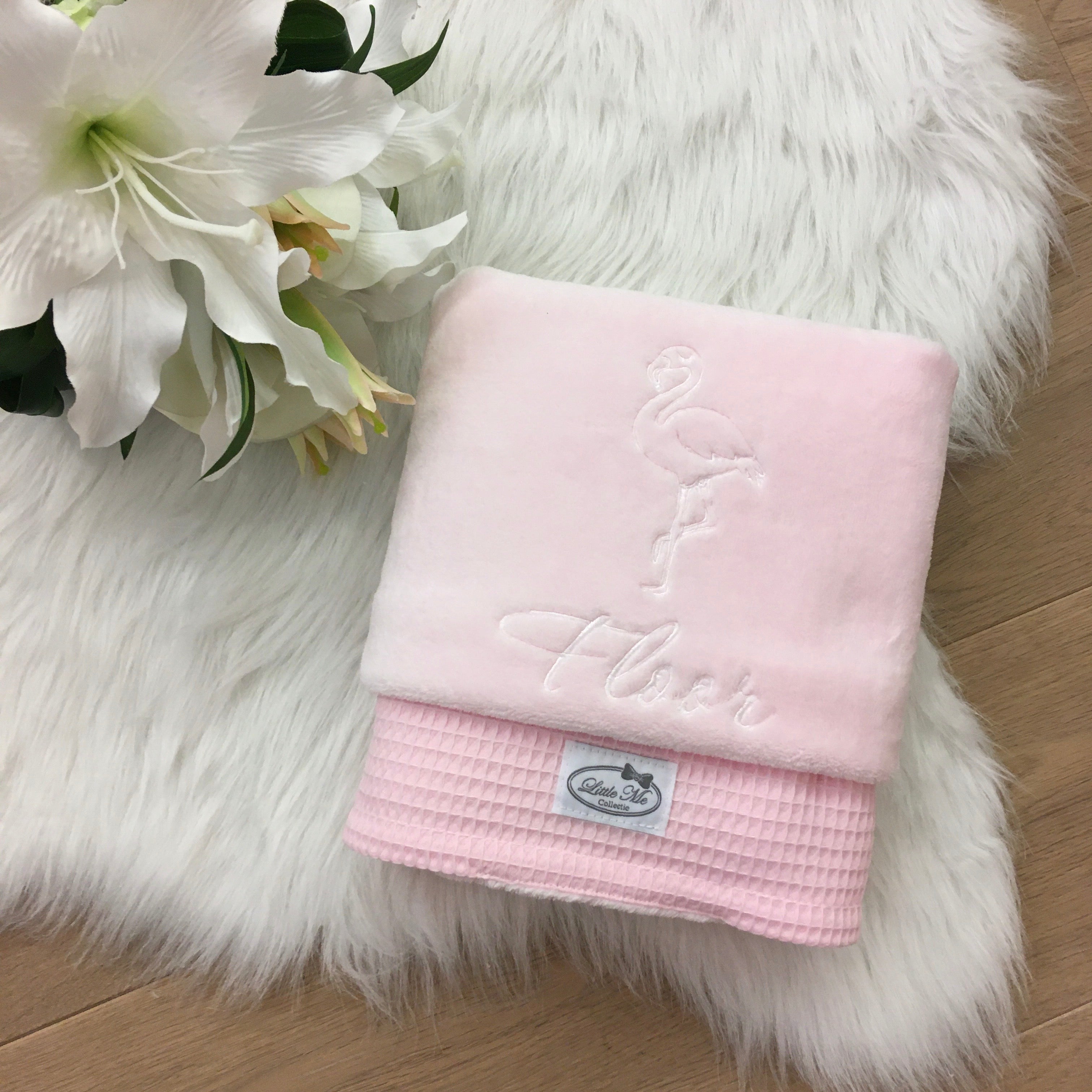 Winterdeken warm wafel lichtroze