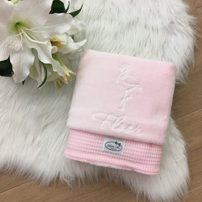 Warm Wafel Winterdekentje met naam | Gepersonaliseerde | Baby Pink