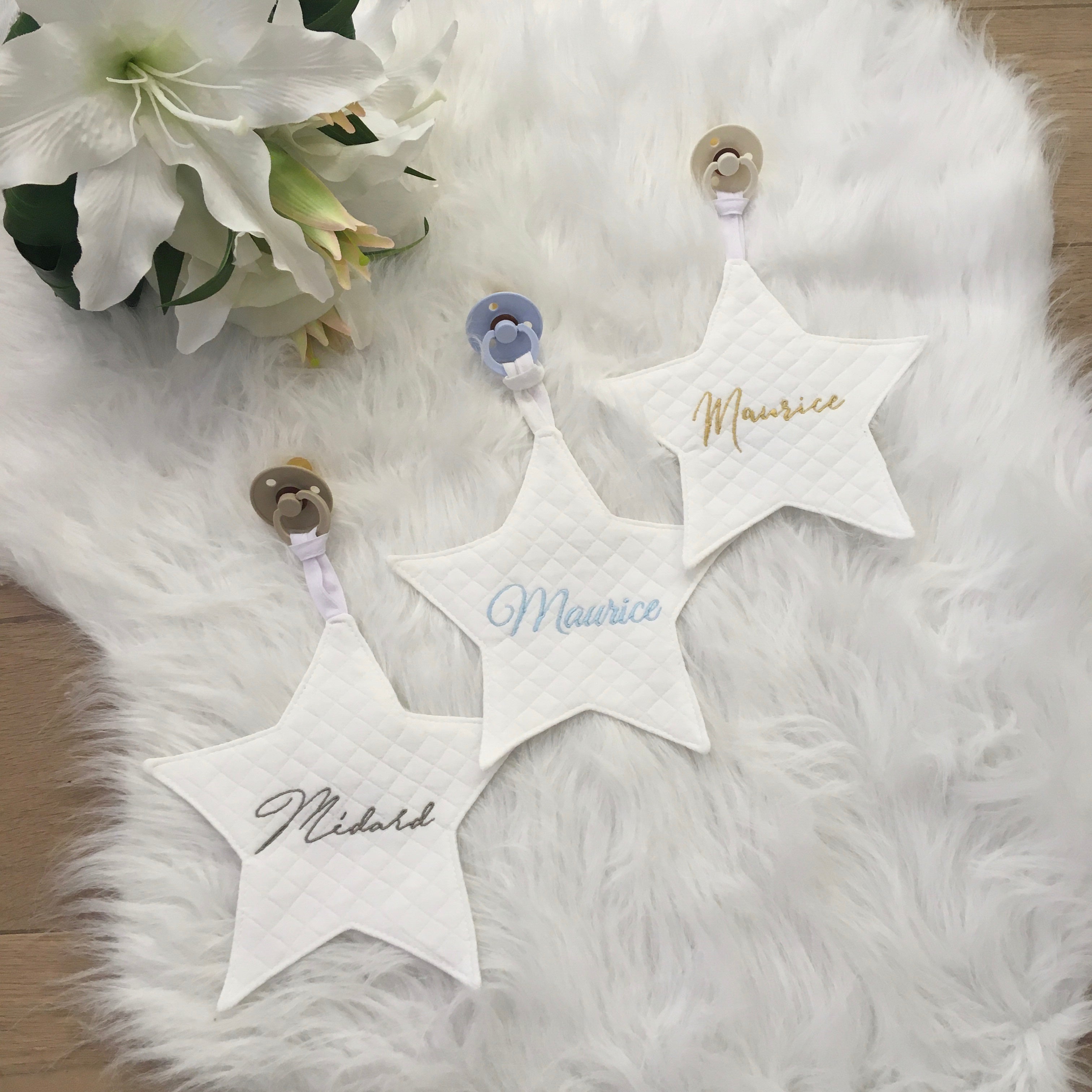 Speendoek ster sweet diamond ecru