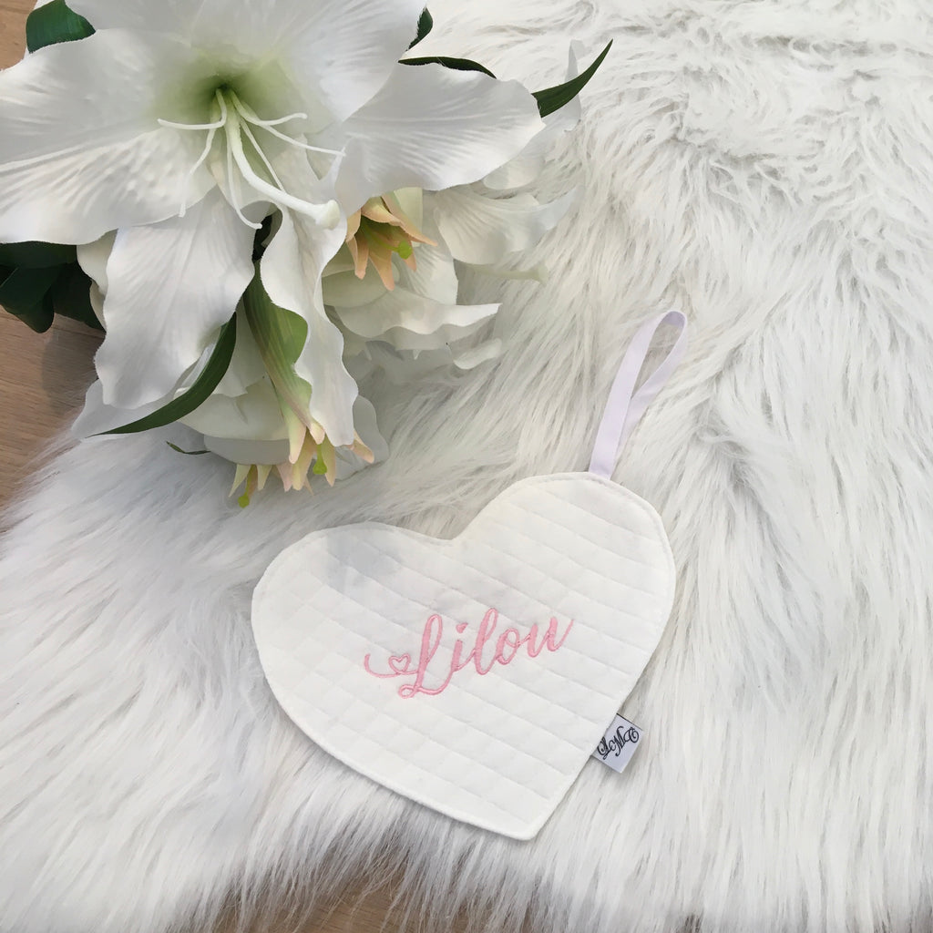 Speendoek hart sweet diamond ecru