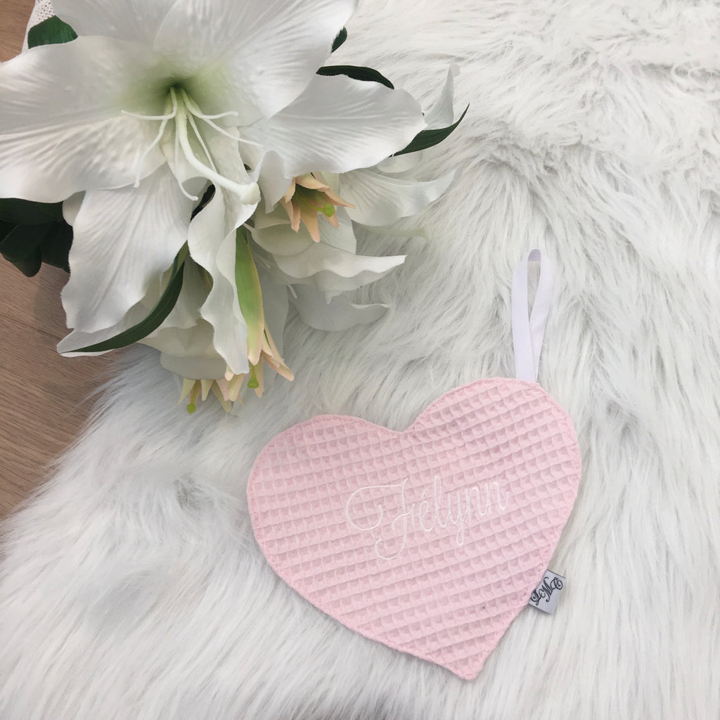 Speendoek hart wafel lichtroze
