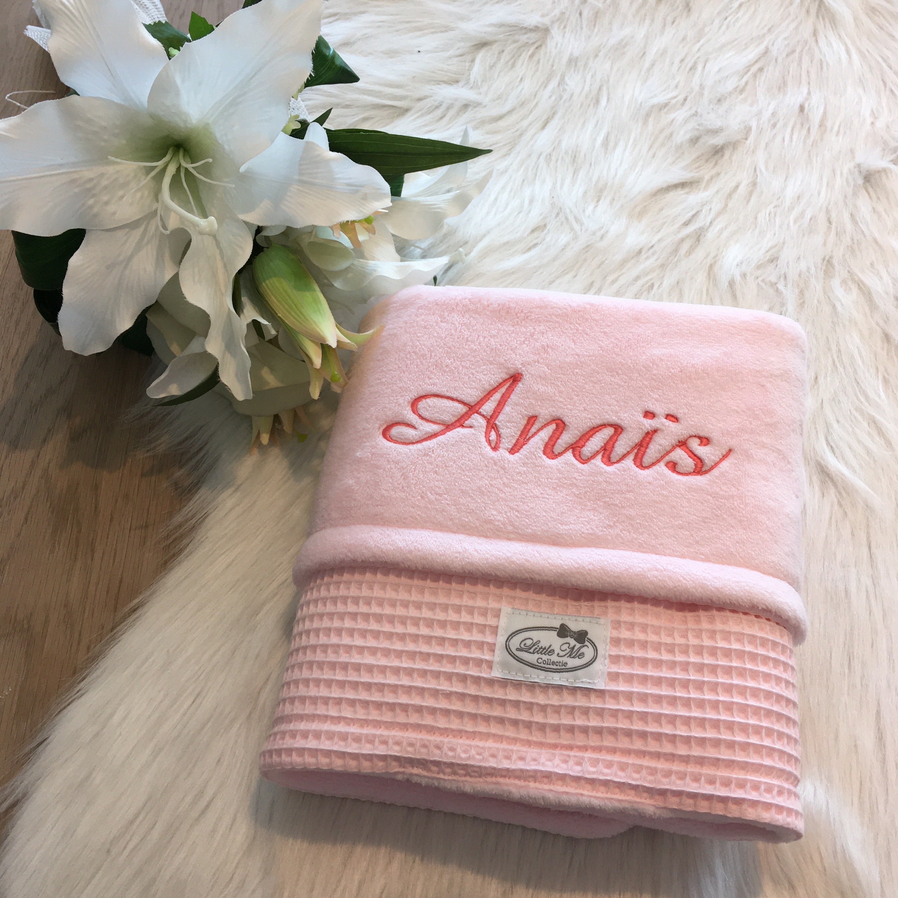 Winterdeken warm wafel lichtroze