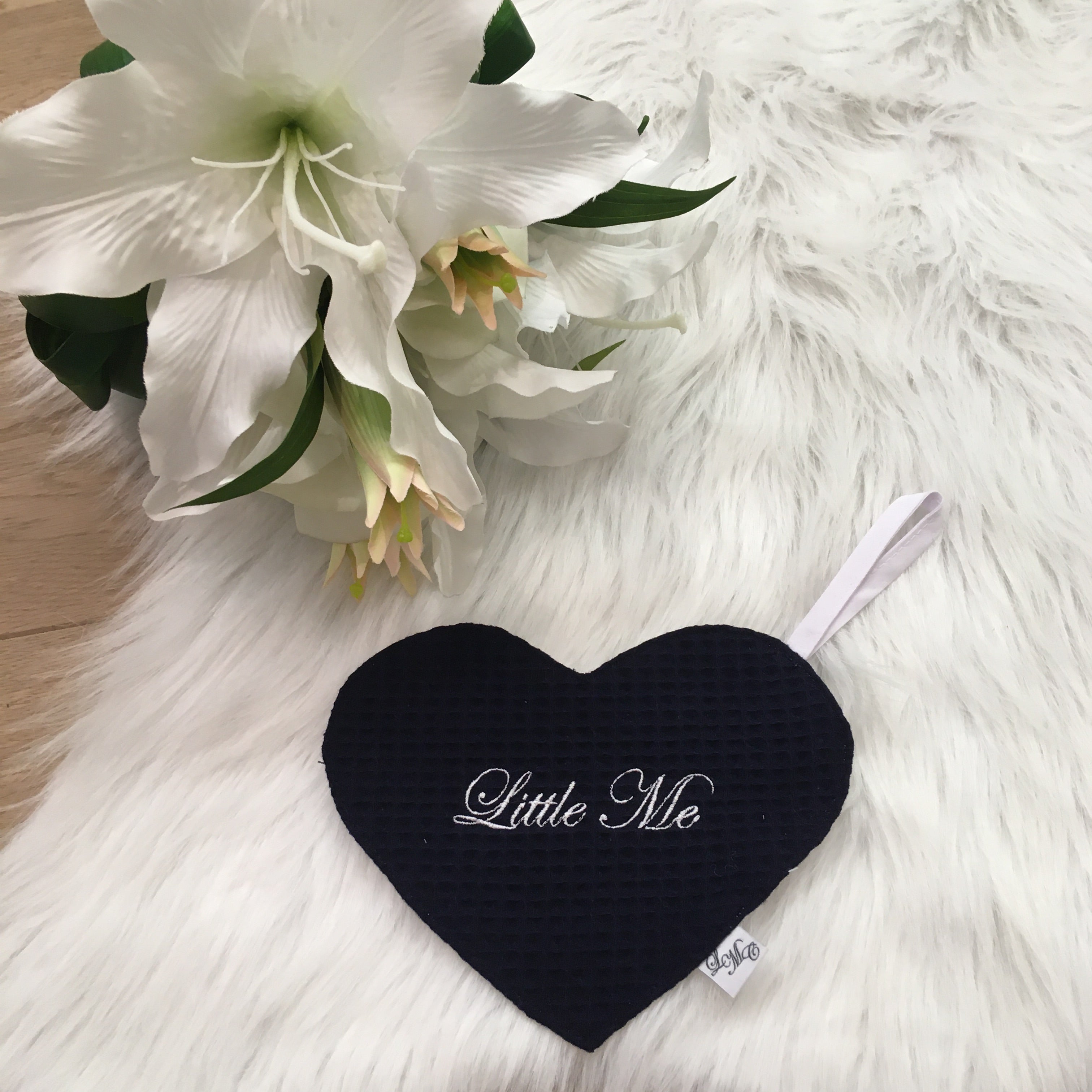 Speendoek hart wafel Navy