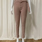 High waist slim pants in pink with button pocket and belt