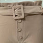 High waist slim pants in pink with button pocket and belt