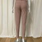 High waist slim pants in pink with button pocket and belt