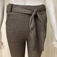 Slim-fit trousers in taupe gingham pattern, fleece inside with pockets and belt