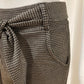 Slim-fit trousers in taupe gingham pattern, fleece inside with pockets and belt