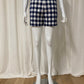 Short high waste Vichy marine blauw