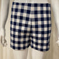 Short high waste Vichy marine blauw