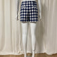 Short high waste Vichy marine blauw