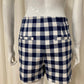Short high waste Vichy marine blauw