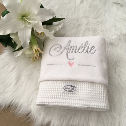 Warm Wafel Winterdekentje met naam | Gepersonaliseerde | Soft Cloud