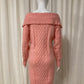 Cable knit sweater dress roze