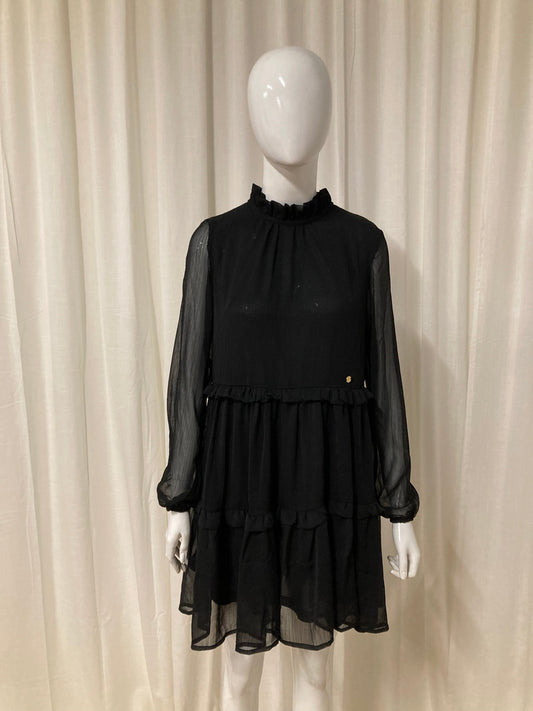 Ruffle chiffon dress Black