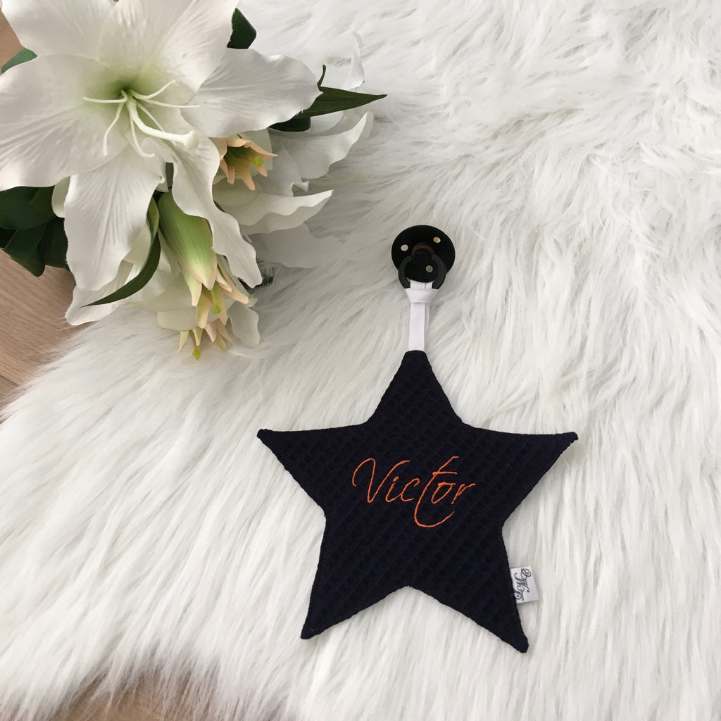 Speendoek ster wafel Navy