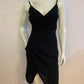 Black suspender cocktail dresses in very stretchy shiny