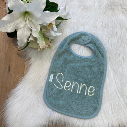 Slab met naam | Gepersonaliseerde baby slab katoen | Forest Moss