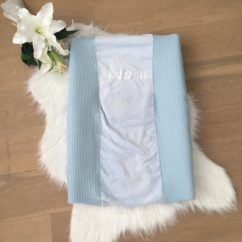 Hoes verzorgingskussen wafel lichtblauw /fleece lichtblauw