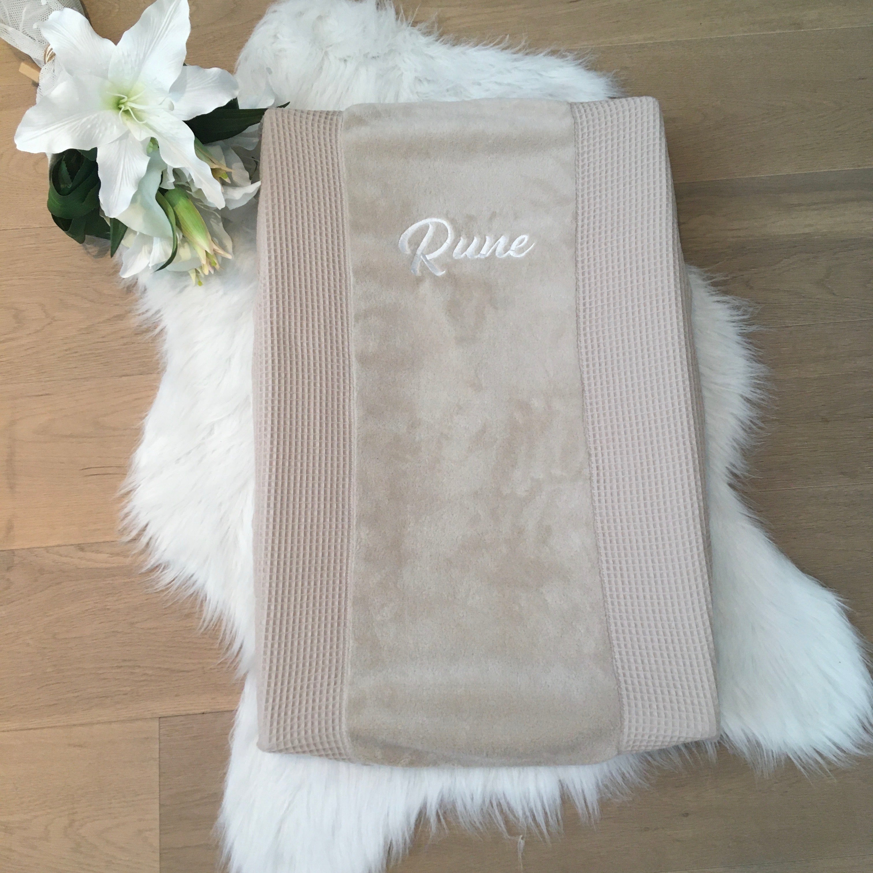 Hoes verzorgingskussen wafel beige /fleece beige