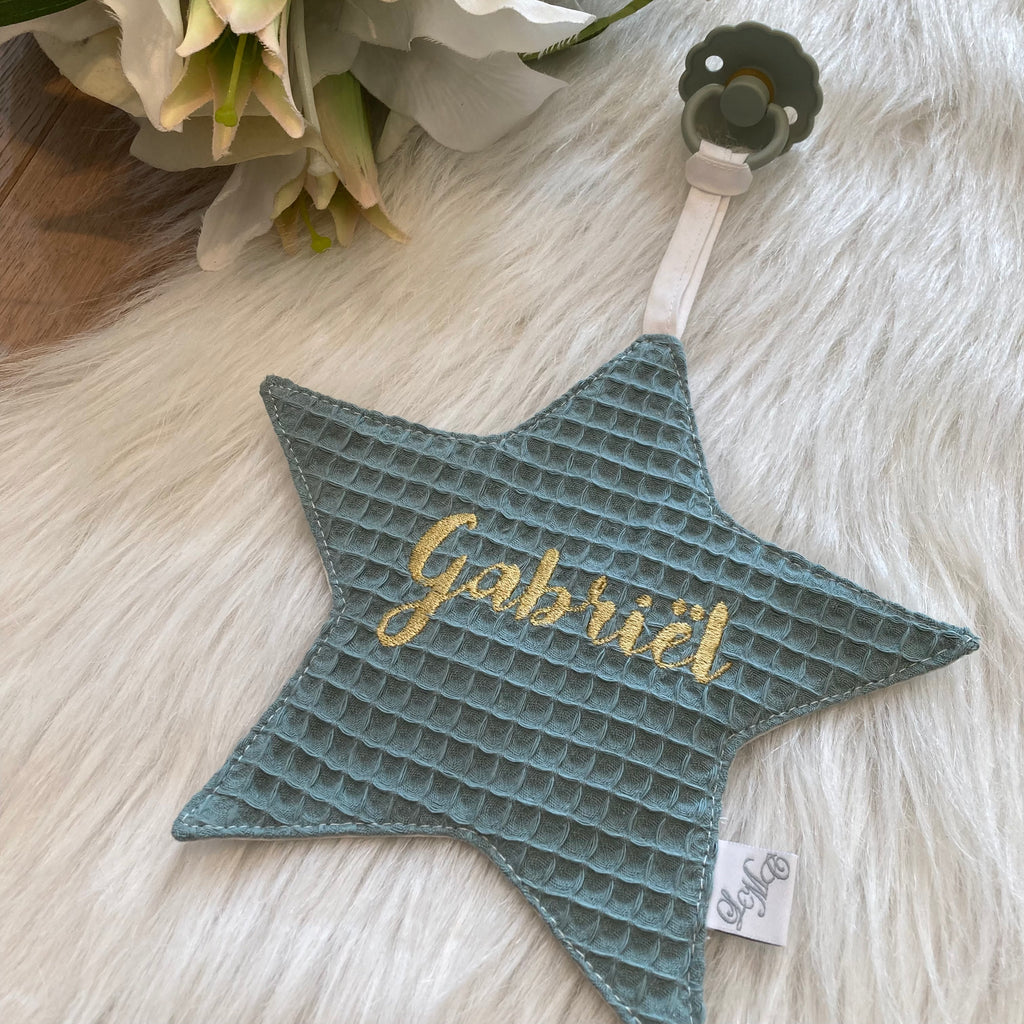 Speendoek ster wafel Zeegroen