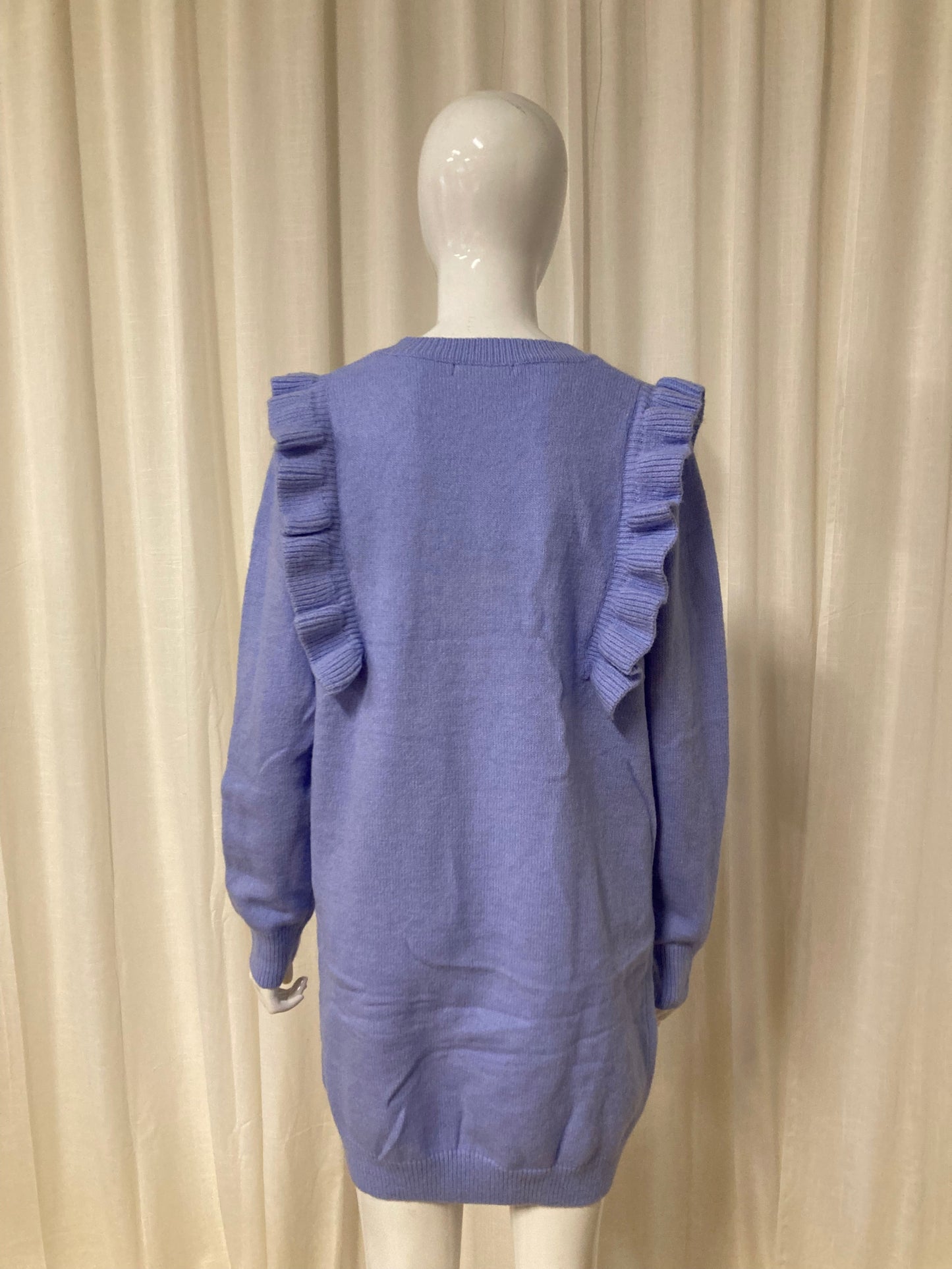 Sweater dress ruffles Blue