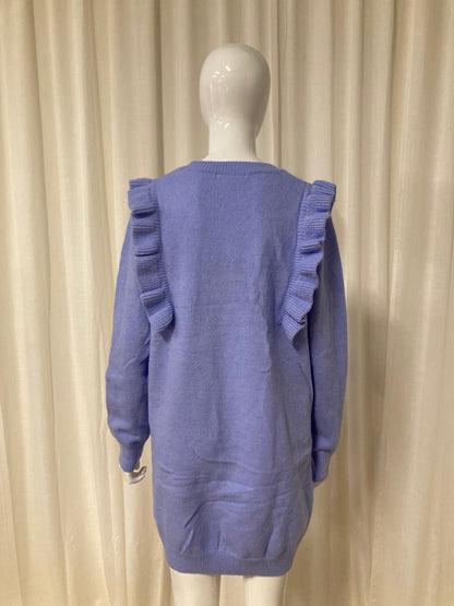 Sweater dress ruffles Blue