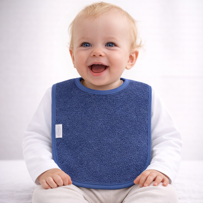 Slab met naam | Gepersonaliseerde baby slab katoen | Demin Blue