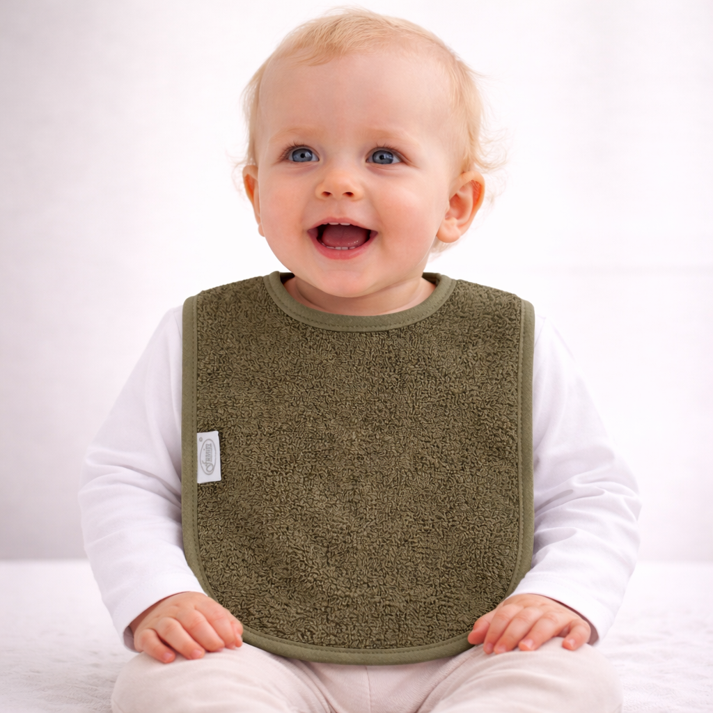 Slab met naam | Gepersonaliseerde baby slab katoen | Wild Khaki