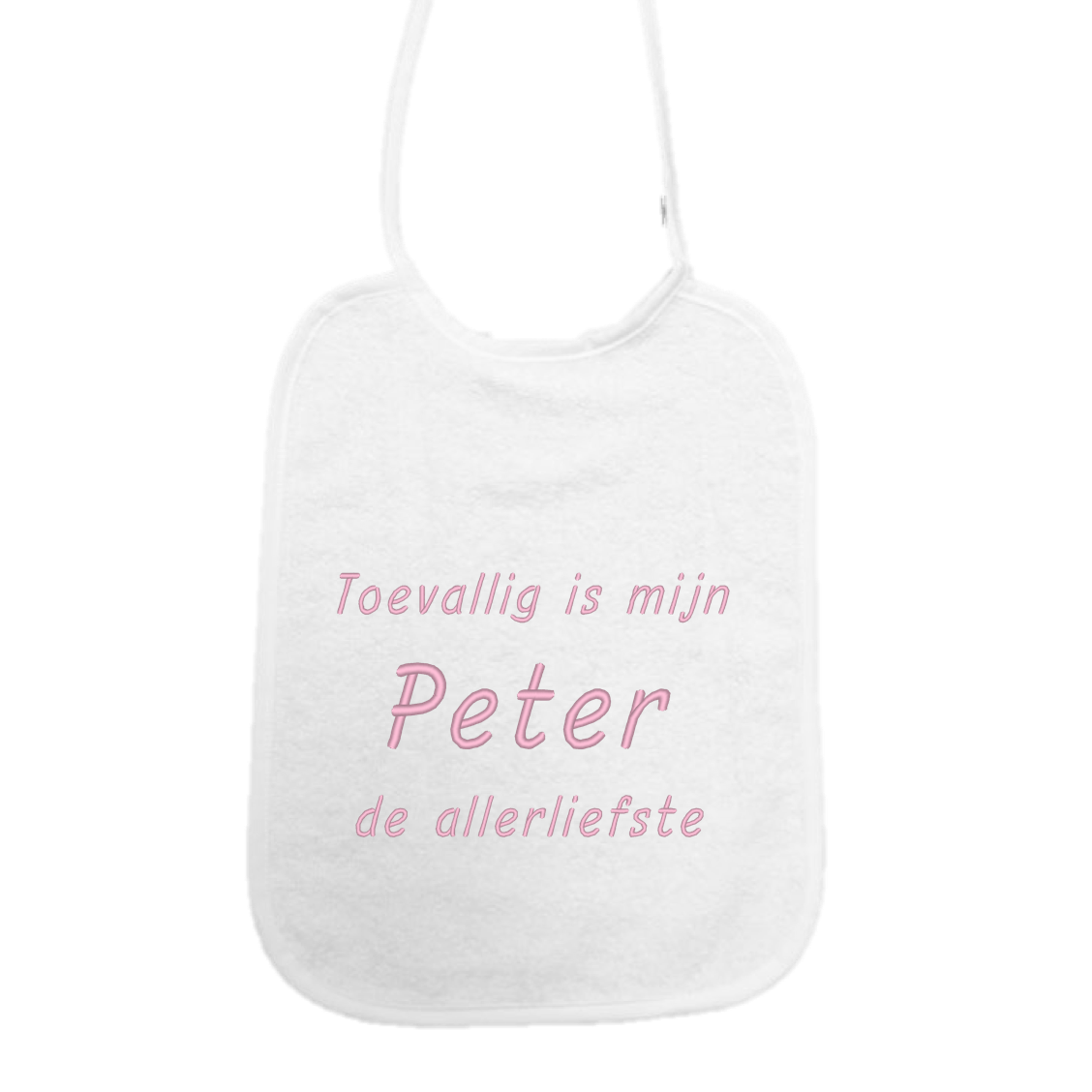 Slabbetje “Toevallig is mijn peter de allerliefste” – Origineel cadeau voor peter – Baby slab katoen