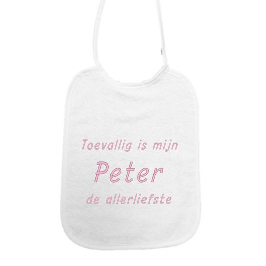 Slabbetje “Toevallig is mijn peter de allerliefste” – Origineel cadeau voor peter – Baby slab katoen