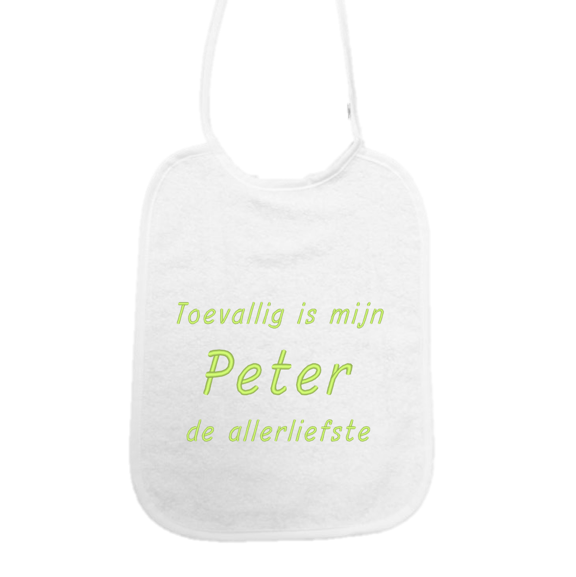 Slabbetje “Toevallig is mijn peter de allerliefste” – Origineel cadeau voor peter – Baby slab katoen
